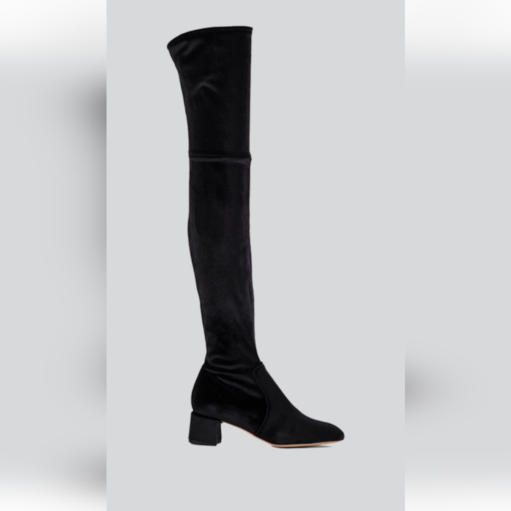 Parallele Paris France woman's thigh high gray suede leather boots UK 5 US 7